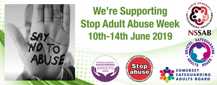 A banner for Stop Adult Abuse Week 10th-14th June 2019 