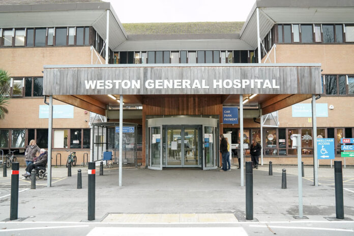 Front entrance to Weston General Hospital.